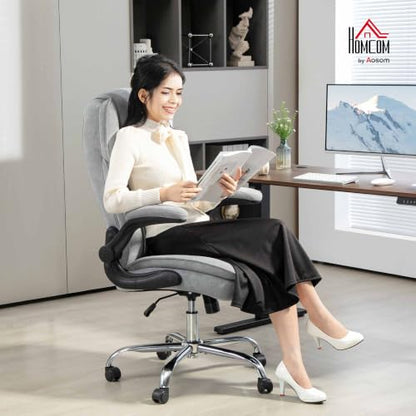 HOMCOM High Back Office Chair Executive Desk Chair, Gray - color: Grey