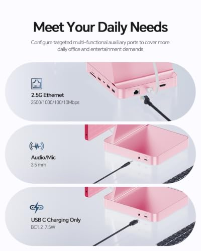 11-in-1 USB C Hub for iMac 24" M1/M3/M4 with M.2 NVMe 4TB SSD Enclosure | PULWTOP Alloy iMac Hub with HDMI 4K@60Hz, 2.5G Ethernet, 5 USB A/C 10Gbps, SD/TF, iMac M4 Dock for iMac 24" 2021-2024, Pink - color: iMac Dock- Pink