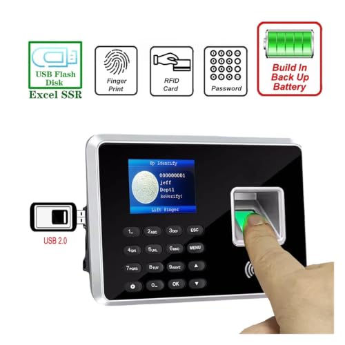Back Up Battery SSR Fingerprint Time Attendance Clock Machine Card and Biometric Employee Electric Clocking Tracking Device(Portuguese,US Plug) - color: Portuguese, size: US Plug