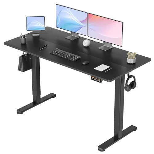 Claiks Electric Height Adjustable Standing Desk, 55x24 Inch, Black | Smooth Height Adjustment, 3 Memory Presets, Cable Management Hub&Hook, Stable Steel Frame, 176lbs Capacity, Easy Assembly - color: Black, size: 55