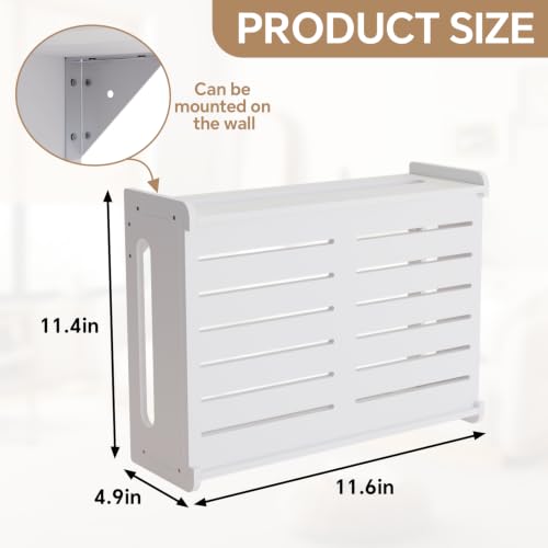 Wooden WiFi Router Storage Box Hider Shelf, Decorative Projector Box Hider Rack Countertop, for Cable, Modem, Internet, Router Power Cover Storage Organizer Cabinet Wall Mounted, White - color: White, size: Small