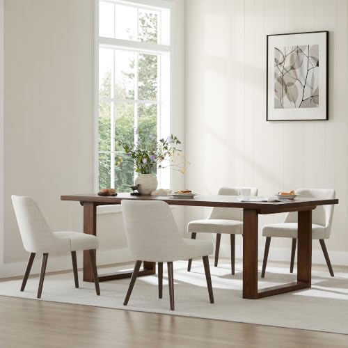 CHITA Mid-Century Modern Dining Chair, Upholstered Fabric Accent Chair,Set of 4, Ivory - color: Ivory, 4pcs