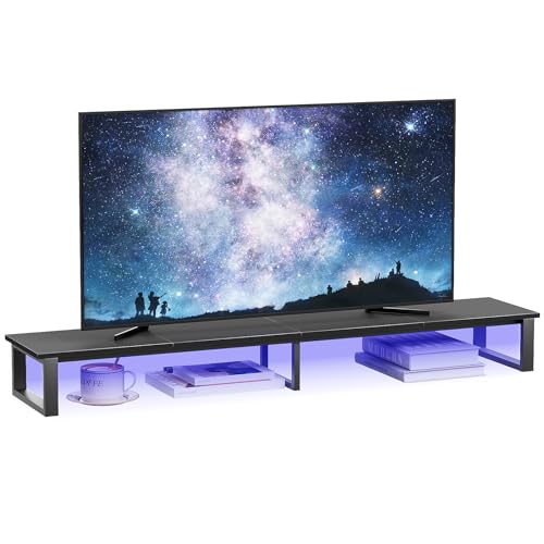 aboxoo 45" TV Riser with Light for 32-60 inch TV, TV Shelf with Steel Legs - color: Light, size: 45 inch