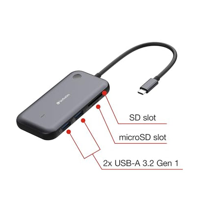 Verbatim Share My Screen Video Extender 1080p USB-C Wireless HDMI Transmitter and Receiver Display Adapter with USB Hub and Card Reader - style: 1080p