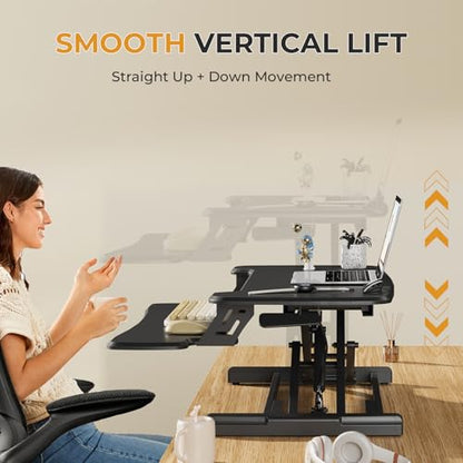 JOY worker Standing Desk Converter, 32" Height Adjustable Desk Riser, Black - color: Black, size: 32 inches