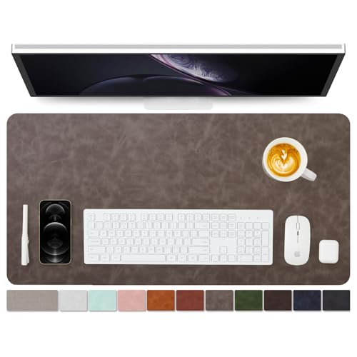 Distressed Leather Desk Mat - Non-Slip PU Desk Pad for Office and Home - Desk Organization and Accessories - Ideal for Large Mouse Pad and Desk Mats on Top of Desks(Slate Gray,31.5"x 15.7") - color: Slate Gray, size: 31.5" x 15.7"