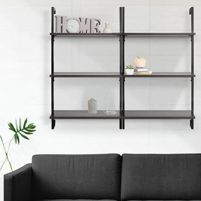 happimess Madera 3-Shelf Wall Mounted Bookcase 40.55", Brown/Black - color: Brown, size: 3-Tier 40.55"