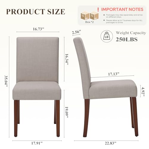 MALOL Upholstered Dining Chairs Set of 4, Modern Fabric Dining Room Chair, Wooden Dining Chair, Kitchen Side Chairs, Farmhouse Dinner Chair with High Back for Kitchen, Brown - color: Brown, size: Set of 4