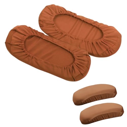 1Pair Armrest Chair Covers, Stretch Computer Chair Slipcover Soft Desk Chairs Arm Cover Furniture Protector for Office, Desk, Gaming Chairs(Coffee/Without Padding) - color: Coffee