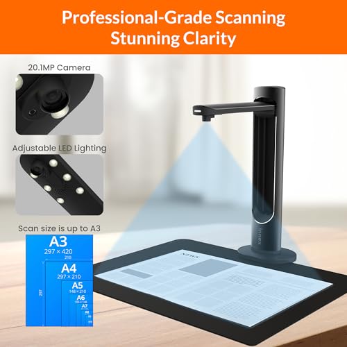 Innex DS200 Professional USB Book & Document Scanner, 26MP