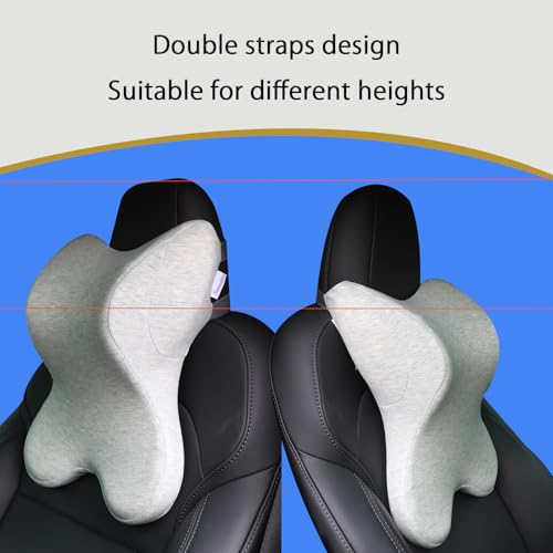 Car Neck Pillow for Driving Gaming Chair Headrest Pillow Office Chair Neck Pillow Ergonomic Design Double Straps Design Suitable for Different Heights - color: Light Grey