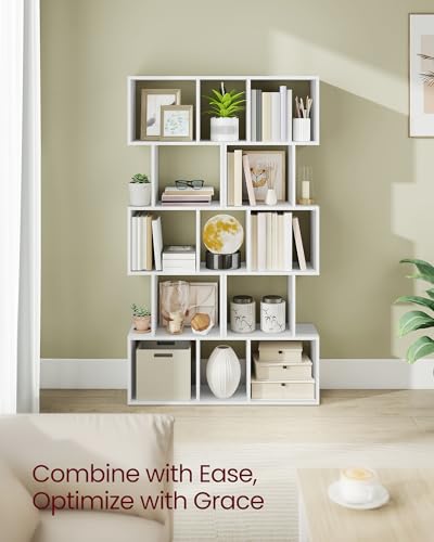VASAGLE 5-Tier Bookcase, Open Storage, 15.7 x 9.4 x 62.8 Inches - color: Matte White, style: 5-Tier (15.7"W)