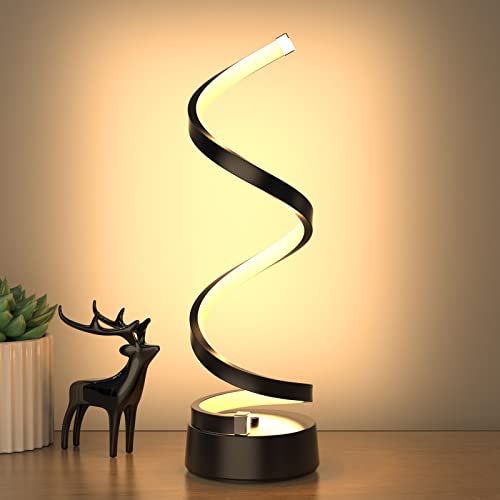 NUÜR Classic Metal Table Lamp, Black Bedside Desk Light | Traditional Nightstand Lamp with Fabric Shade, Vintage Bedside Reading Desk Light for Bedroom, Living Room & Home Office - color: Black