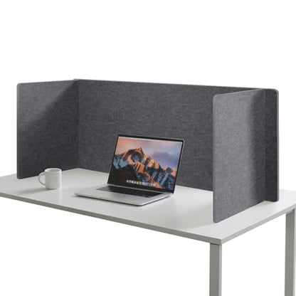 Desk Divider Privacy Screen 3 Panel Sound Absorbing - 47.2”x 23.6”x 19.7” Freestanding Acoustic Partitions for Office, Noise Reducing Panels for School, Home, Library,Dark Grey - color: Dark Grey
