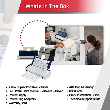 Xerox Duplex Portable Document Scanner, Xerox Duplex Portable Scanner, Blue & White (Renewed)