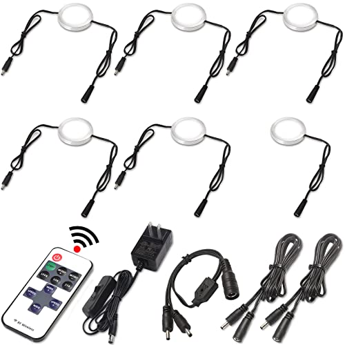 Under Cabinet LED Puck Lights, Remote, AC120V, Black, 6 Lights, Daylight - color: 6 Lights, Daylight