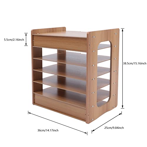 7Tier Widen Wood Office Paper Organizer, File Organizer Desktop,Document Letter Mail Tray Sorter,File Holder Desk Letter Tray, Sorter Document Book Magazine Storage Shelf Rack 14.17 * 9.84 * 15.16in