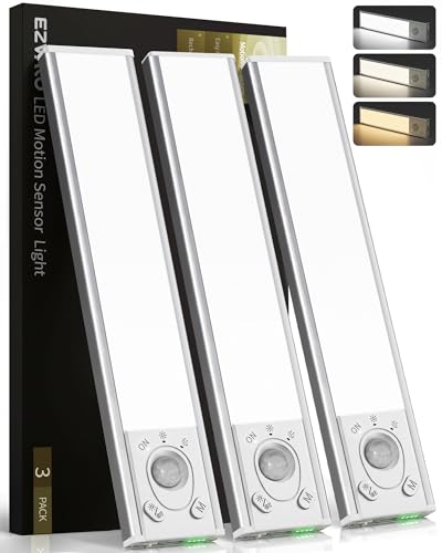 EZVALO Under Cabinet Lighting Wireless, 8'' 1800mAh Rechargeable Closet Light, LED Motion Sensor Lights with Power Display, Dimmable & 3 Color Temps, Under Counter Lights for Kitchen, Pantry, Stairs - size: 8inch