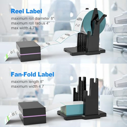 Label Holder for Rolls and Fan-Fold Labels，Compatible with Manual Recycling of Label Rolls(Large Holder) - color: Black Big Holder