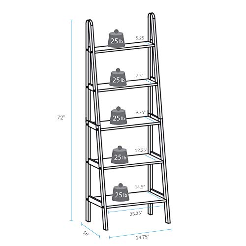 Casual Home 5-Shelf Ladder Bookcase, Espresso (New) - color: Espresso (New), size: 24.75"W, style: Ladder Bookcase