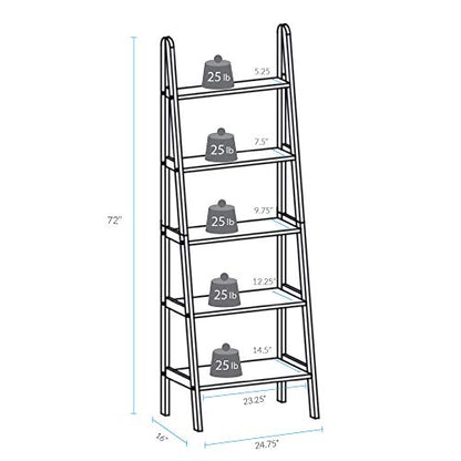 Casual Home 5-Shelf Ladder Bookcase, Espresso (New) - color: Espresso (New), size: 24.75"W, style: Ladder Bookcase