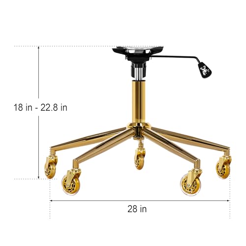 Frassie Metal Chair Base Replacement Gold Set with Plate, Cylinder, Wheels