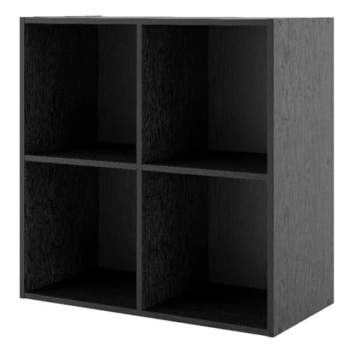 Homes: Inside + Out Apexa 4-Cube Storage Organizer Shelves, Stackable Wood Bookcase Fits Cubby Bins for Organization, Dorm Teen Room Decor & Home Office, Black - color: Black, size: 4-cube