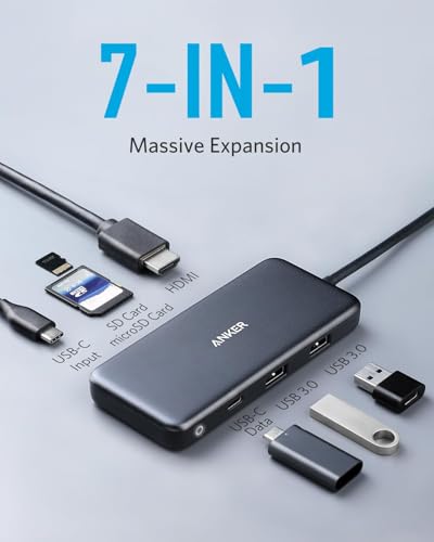 Anker USB C Hub (7-in-1), with 4K HDMI, 85W Power Delivery, USB-C and 2 USB-A 5Gbps Data Ports, microSD and SD Card Reader, for MacBook Air, MacBook Pro, XPS, and More (Pack of 2) - style: Hub