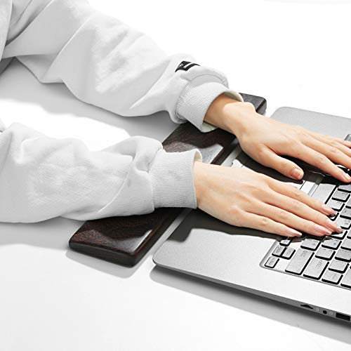 Wooden Keyboard Wrist Rest and Mouse Pad - Solid Wood Palm Rest Guard, Wenge, 14.2in - color: Wenge, size: 14.2in