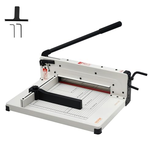 VEVOR Heavy Duty Paper Cutter, 12" Industrial Commercial Guillotine Paper Cutter for A4 Paper, 400 Sheet Capacity, Solid Steel Construction, Stack Paper Trimmer for Office Home School Shop, White - size: 12" Cutting width