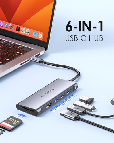 LENTION 6 in 1 USB C Hub, 3 USB3.0, 4K@30Hz, Card Reader, Multiport Adapter | Ideal for Work & Study, Stable Driver 3.0 Certified, Compatible with macOS, iOS/iPadOS, Windows & ChromeOS (C34, Space Gray) - color: Space Gray, size: 6 Ports NO PD