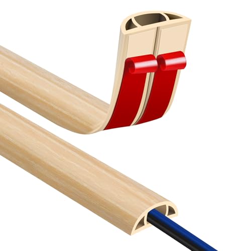 Floor Cord Covers for Wires 10FT Cable Hider Wire Cover Self Adhesive Cord Hider Floor for Offices, Homes, Workshops, Warehouses Cable Cavity 0.39" W x 0.27" H - color: White Oak, size: 1.18" x 10'