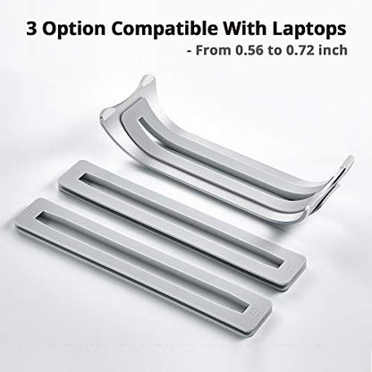 SIIG Aluminum Vertical Laptop Stand Holder, Desk Space Saving, Three Rubber Sizes 0.56", 0.64" & 0.72", Fits MacBook Pro, and Other Laptops to Organize Work & Home Office (CE-MT2R12-S2)