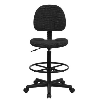 BizChair Black Patterned Fabric Adjustable Height Drafting Chair with Adjustable Foot Ring - color: Black Patterned