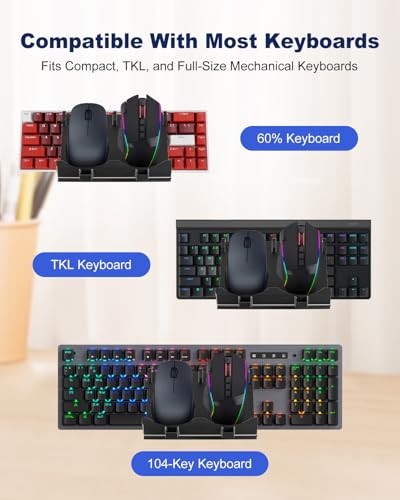 Keyboard Mouse Stand Holder Fit for Gaming Office Desk Dual Layer 15° | Metal Base Plate, Non Slip Pads, Adapter Storage, Weighted Support, Wide Compatibility, Neat Organization