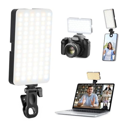 Portable Selfie Light for iPhone: 90 LED Rechargeable Phone Fill Lights, Ring Light for Camera Picture, Makeup Photo, Video Conferences, Laptop Use, Zoom Meetings, TikTok, Vlog Photography - color: Black