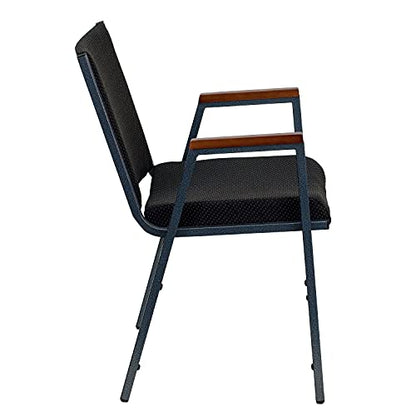 Flash Furniture Hercules Fabric Stack Chair with Arms, Black - color: Black Patterned Fabric, size: Set of 1