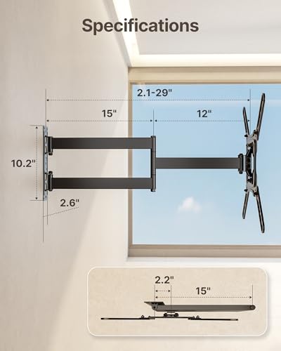 monTEK 29 Inch Long Arm TV Wall Mount for 23-65 Inch TVs | Long Extension TV Mount, Swivel&Tilt&Leveling, Full Motion Wall Mount TV Bracket, Max VESA 400 x 400mm, Up to 77 lbs - size: 23"-65" TV / 29" Long Arm