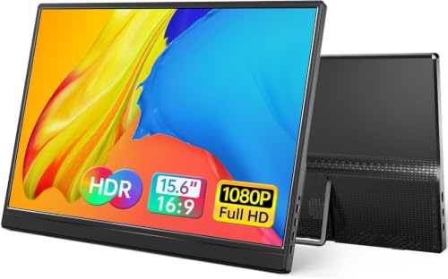 Yxk Portable Monitor 15.6 Inch 1080P 60Hz IPS HDR Ultra-Slim Travel Monitor with Dual Speakers USB-C HDMI Second Screen for Laptop PC Mac Phone Xbox PS4/5 Switch, VESA Kickstand, Zero Frame Gaming - size: 15.6