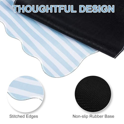 L-SPOUTTO Blue Striped Mouse Pad,Scalloped Desk Mat XXL Large Geometric Gaming Mousepad,35.4x15.7in Non-Slip Rubber Base Keyboard Pad Waterproof Desktop Mat for Laptop Computer Game Home Office - color: Blue Striped