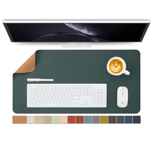 Cork Desk Mat - Dual-Sided Desk Pad for Office and Home - Desk Organization and Accessories - Ideal for Large Mouse Pad and Desk Mats on Top of Desks(Dark Green,27.6"x 13.8") - color: Dark Green, size: 27.6" x 13.8"