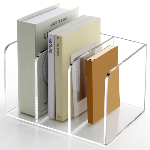 Acrylic Desk File Organizer, 3-Section Vertical File Folder Rack,Clear - size: Standard 3-Section