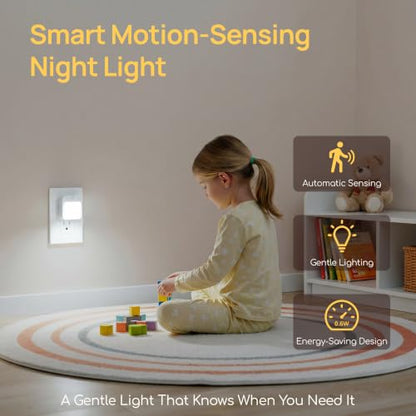 Plug-in Night Light with Motion Sensor, Dusk-to-Dawn Light Sensor - color: Cold White