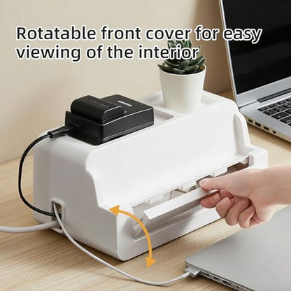 2 Pack Cable Management Box for Home, Office & Desk, Cord Organizer Box for Computer, TV Wires Hub, Pet Friendly Cord Hider Box, Safe ABS Material (White)