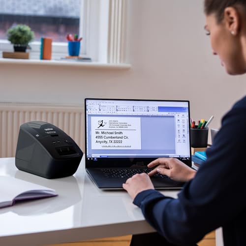 Brother QL-600 Desktop Monochrome Label Printer, up to 2.4" Label Width, No Ink Required, uses Genuine DK Drop-in Rolls for Fast Labeling and Easy Integration with Microsoft Applications - size: 2.4" Label Width
