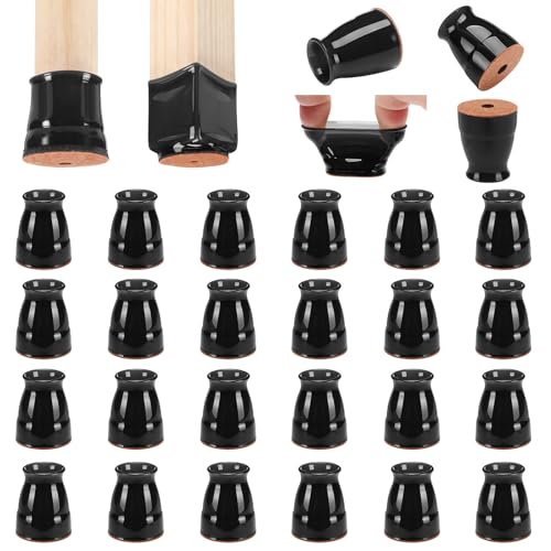 CHUNZEXI 24 Pack Extra Small Chair Leg Floor Protectors for Hardwood Floors, Silicone Felt Covers Pads Caps, Protect Wood Furniture Feet Floors Noise Reduce and Scratch (Universal X-Small) - color: Black-24pack, size: Universal XS