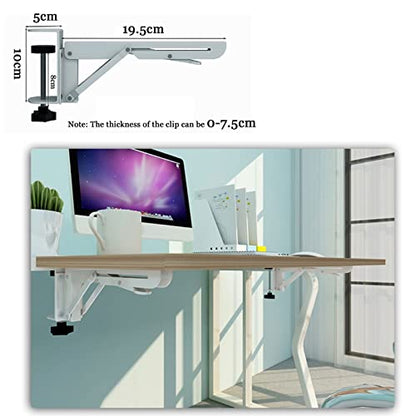V3VOGUE 90° Foldable Desk Extender Armrest Shelf, Extended Desktop and Space Saver, Clamp-On Keyboard Drawer Tray, with K-Bracket, Ergonomic Computer Elbow Arm Support Relieve Fatigue - color: Teak, size: 75x25cm(30x10Inch)