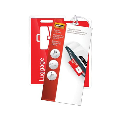 Fellowes Thermal Laminating Pouches, Luggage ID Tag Sheets, 5 Mil, 50pk - style: 5mil-50pk