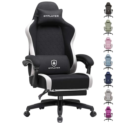GTPLAYER Gaming Chair, Ergonomic Computer Chair with Footrest and Lumbar Support, High Back Recliner Chair 350lbs, Height Adjustable for Home Office, Black - color: Black