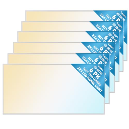 2x4 LED Flat Panel Light 6-Pack, Drop Ceiling Fixture, 5 Wattage Selectable (30W/40W/50W/60W/72W), 5 CCT (3000K-6500K), 0-10V Dimmable, ETL/DLC Listed for Office & Kitchen - size: 2x4 6Pack